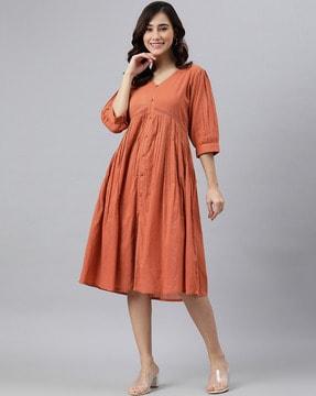 solid fit and flare dress