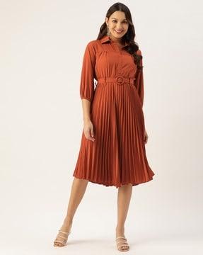 solid fit and flare dress