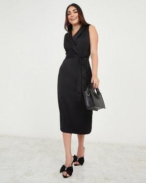 solid fit and flare dress