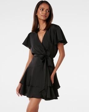 solid fit and flare dress