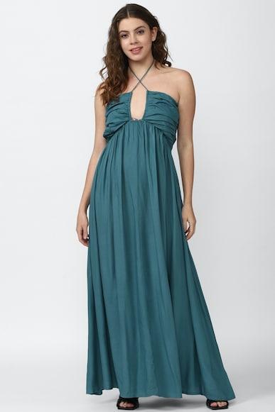 solid fit and flare maxi dresses