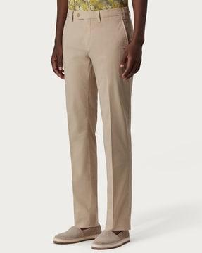 solid fit flat-front chinos