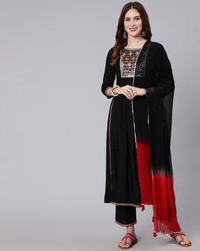 solid flared kurta set