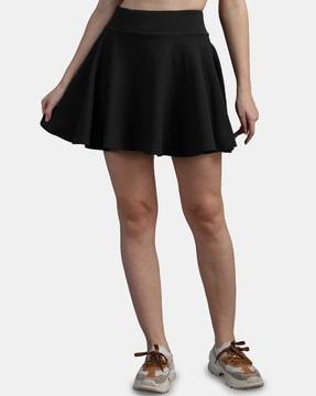 solid flared mini skirt