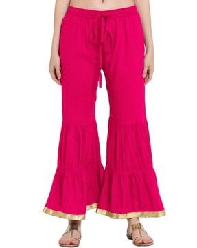 solid flared palazzos