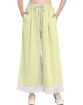 solid flared palazzos