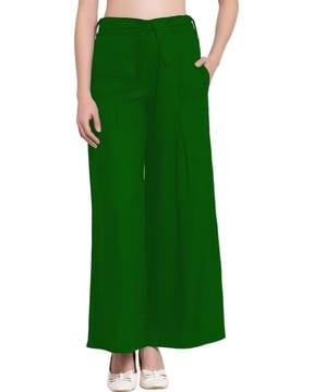 solid flared palazzos