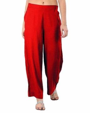 solid flared palazzos