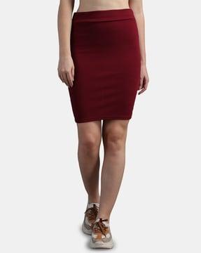 solid flared pencil skirt