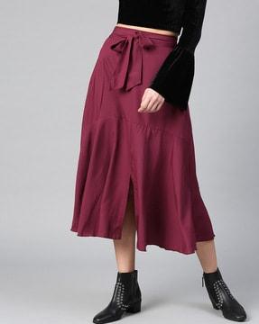 solid flared skirt