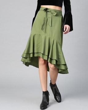 solid flared skirt