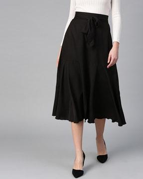 solid flared skirt