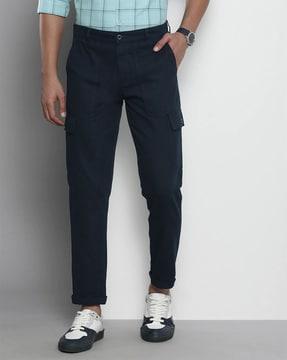 solid flat-front cargo pants