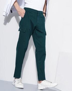 solid flat-front cargo pants