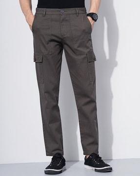 solid flat-front cargo pants
