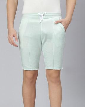solid flat front shorts with elasticated waistband