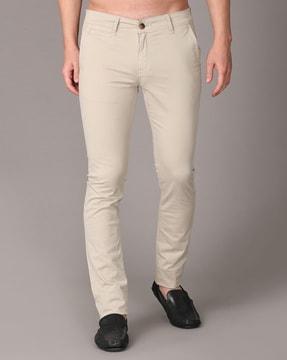 solid flat front slim fit pants