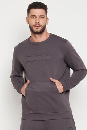 solid fleece regular fit men's sweatshirt - charcoal