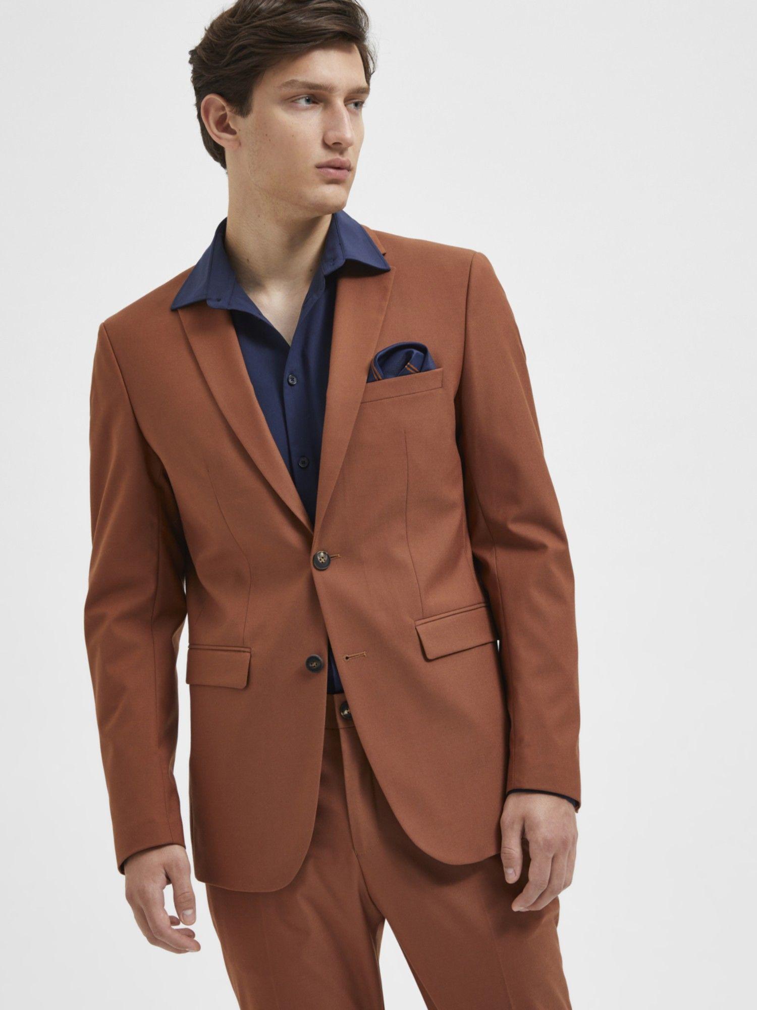 solid formal brown blazer