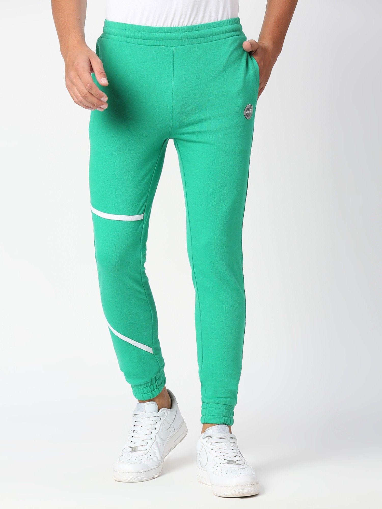 solid french terry slim fit trackpants aqua