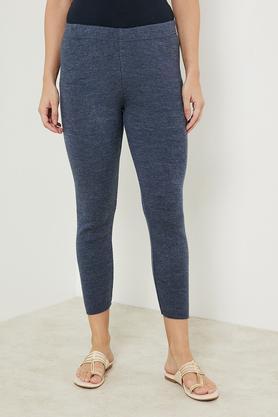 solid full length acrylic women's legging - indigo