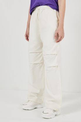 solid full length cotton women's joggers - ivory