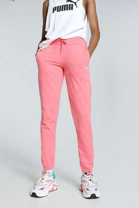 solid full length cotton women's joggers - pink