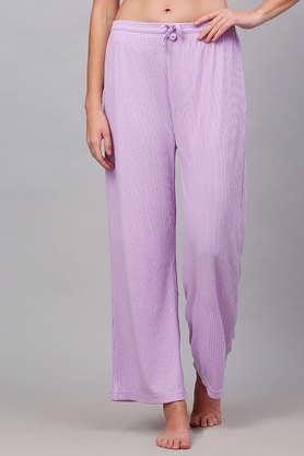 solid full length cotton women's pyjama - purple