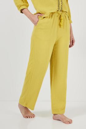 solid full length cotton women's pyjamas - ginger snap