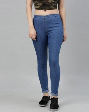 solid full-length jeggings