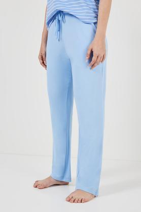 solid full length viscose women's pyjamas - blue