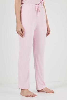 solid full length viscose women's pyjamas - pink