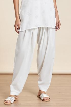 solid full length woven women's salwar - off white