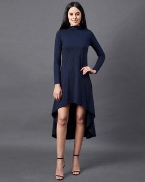 solid full-sleeve bodycon dress