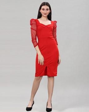 solid full sleeves  bodycon dress