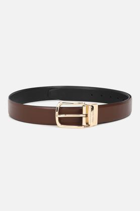 solid genuine leather men's casual single side belt - multi