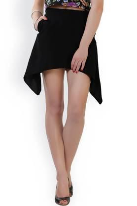 solid georgette regular fit women's casual skirt - black