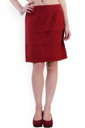 solid georgette regular fit women's casual skirt - red