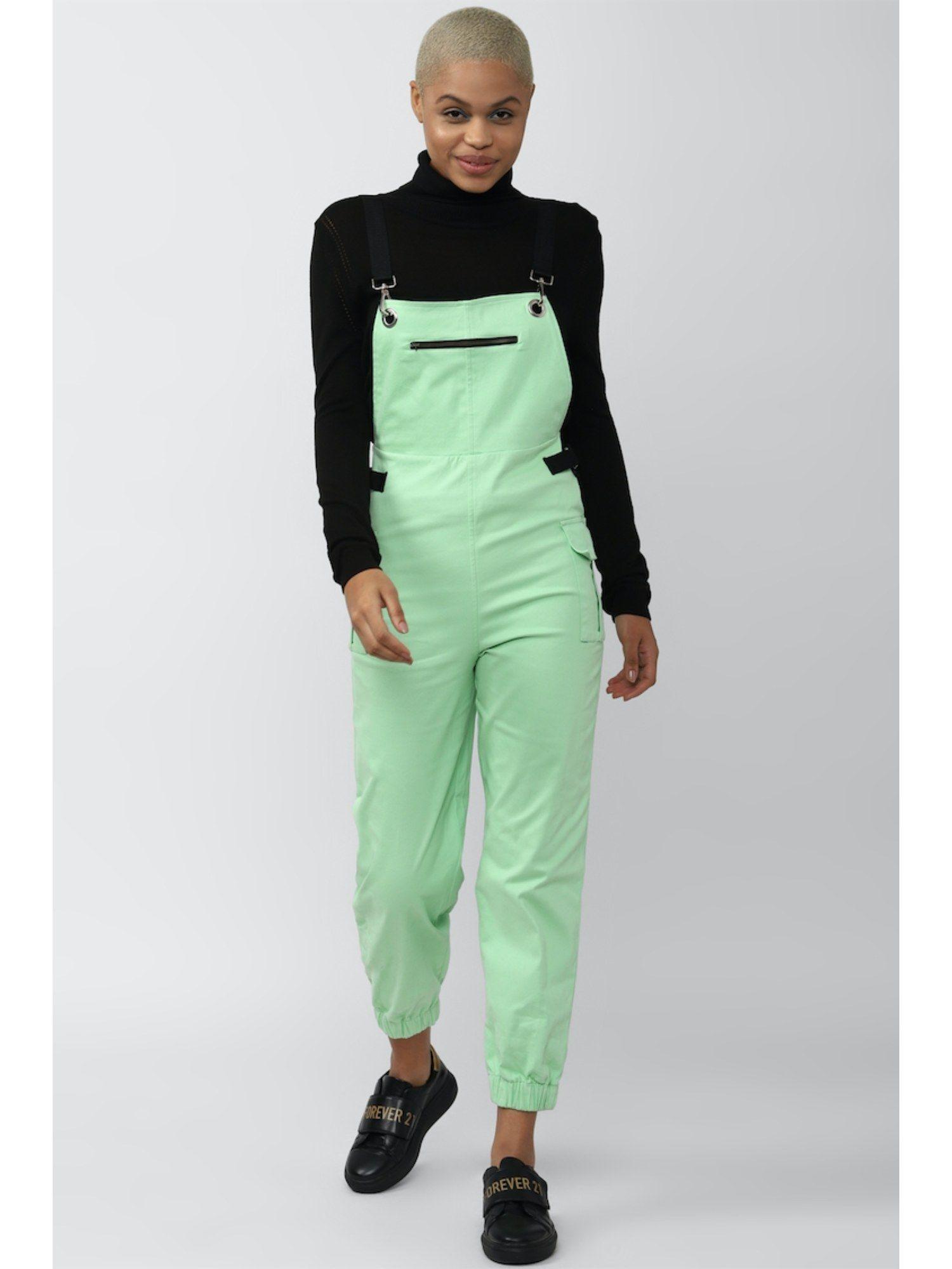 solid green long jumpsuits