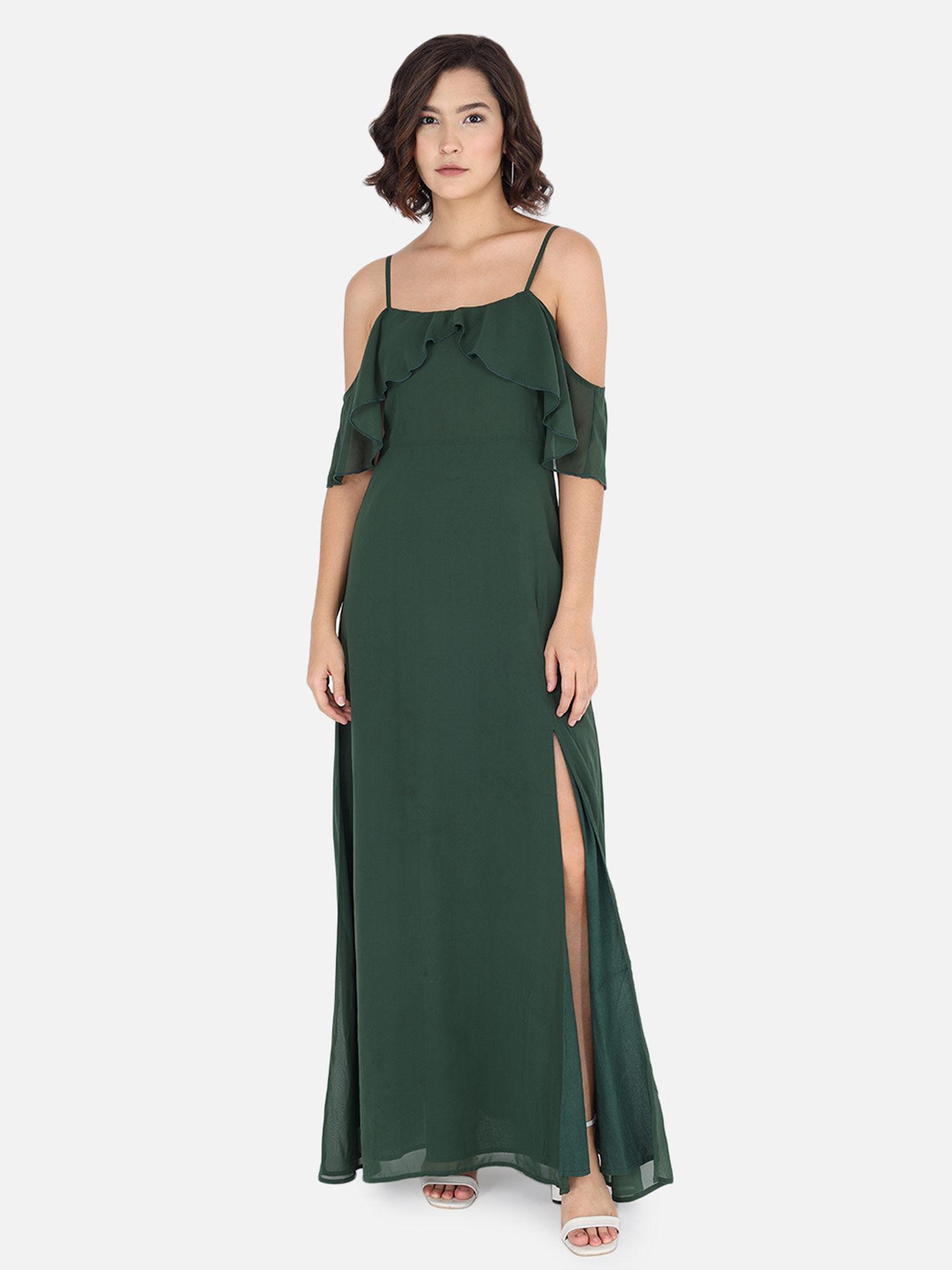 solid green maxi dress