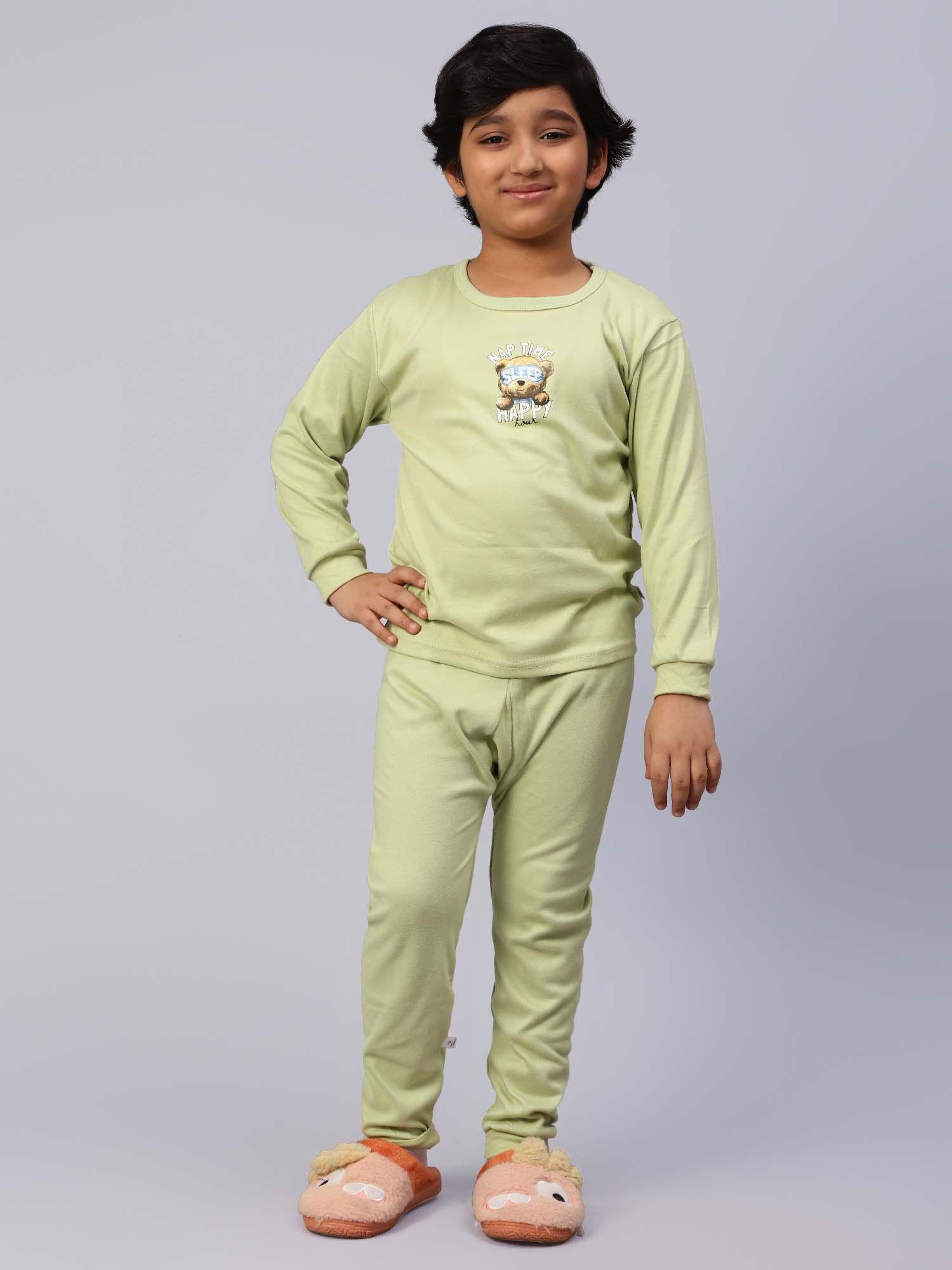 solid green t-shirt with pants for girls (set of 2)