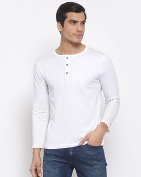 solid henley neck t-shirt