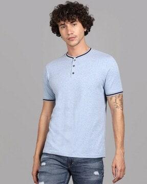 solid henley neck t-shirt