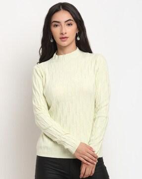 solid high-neck  pullover