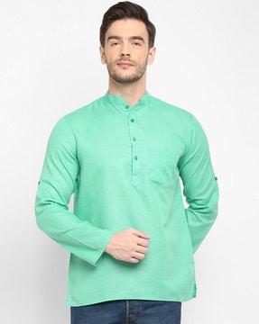 solid high-neck long kurta