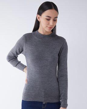 solid high neck pullover