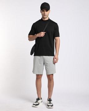 solid high-neck relaxed fit t-shirt