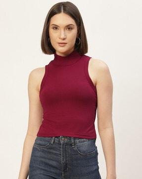 solid high-neck top