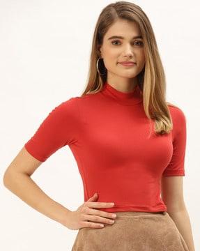 solid high-neck top