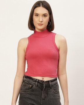 solid high-neck top